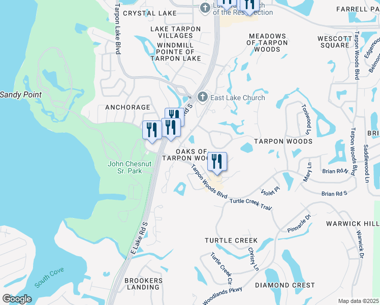 map of restaurants, bars, coffee shops, grocery stores, and more near in East Lake