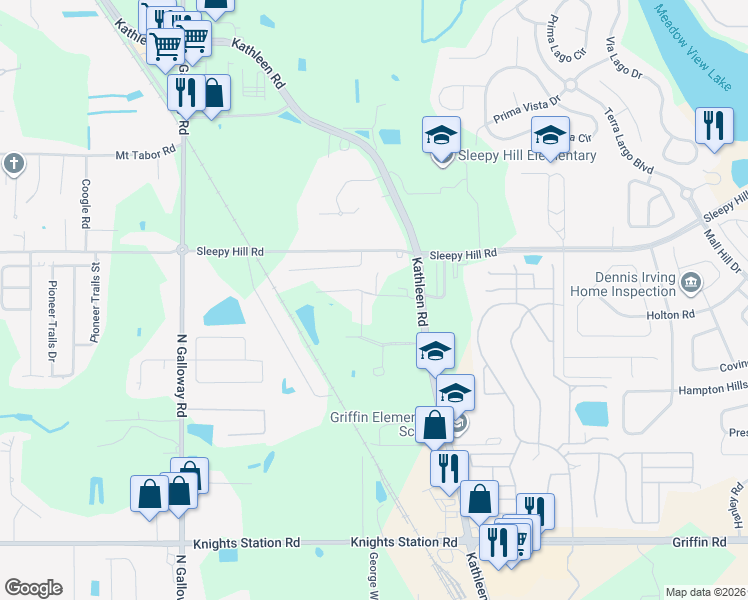 map of restaurants, bars, coffee shops, grocery stores, and more near 3760 Kathleen Road in Lakeland