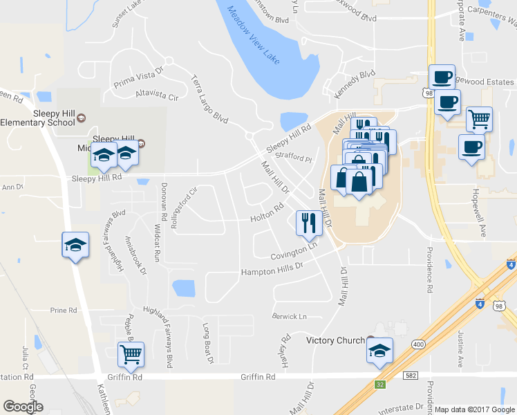 map of restaurants, bars, coffee shops, grocery stores, and more near 3908 Ashworth Place in Lakeland