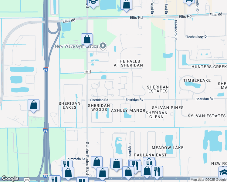 map of restaurants, bars, coffee shops, grocery stores, and more near 9027 York Lane in Melbourne