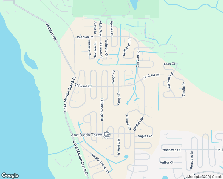 map of restaurants, bars, coffee shops, grocery stores, and more near 1363 Congo Drive in Poinciana