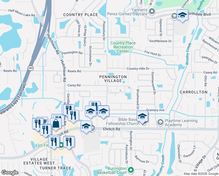 map of restaurants, bars, coffee shops, grocery stores, and more near 5030 Umber Way North in Greater Northdale