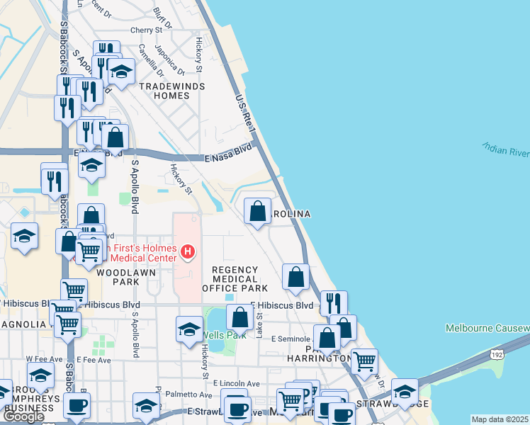 map of restaurants, bars, coffee shops, grocery stores, and more near 746 Madelyn Way in Melbourne
