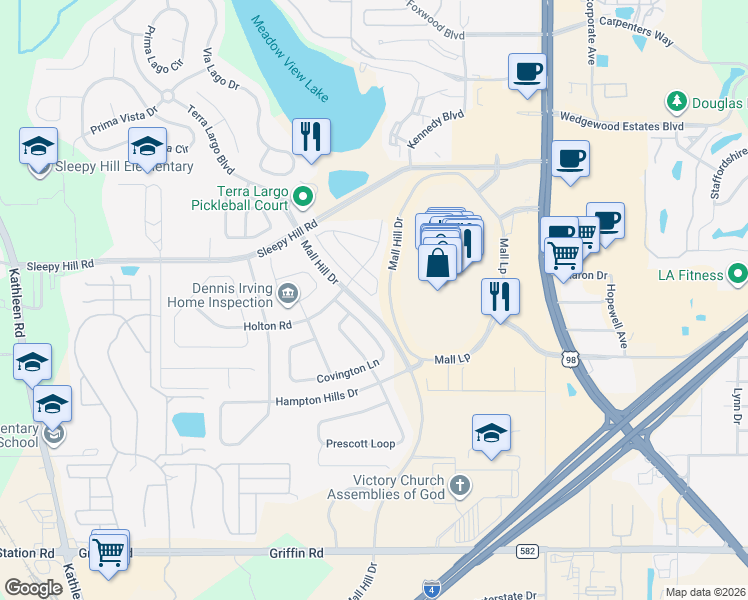 map of restaurants, bars, coffee shops, grocery stores, and more near 3763 Woodbury Hill Loop in Lakeland