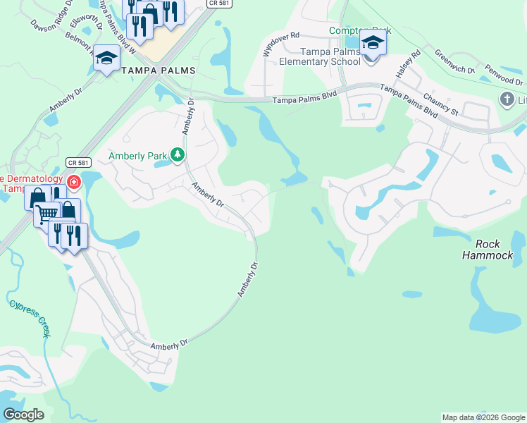 map of restaurants, bars, coffee shops, grocery stores, and more near 5309 Squire Drive in Tampa