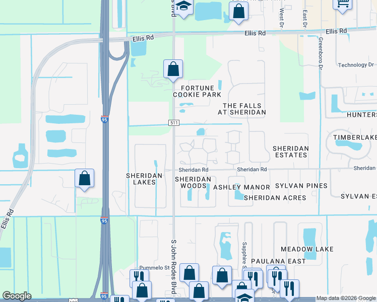 map of restaurants, bars, coffee shops, grocery stores, and more near 90021 Manchester Lane in West Melbourne