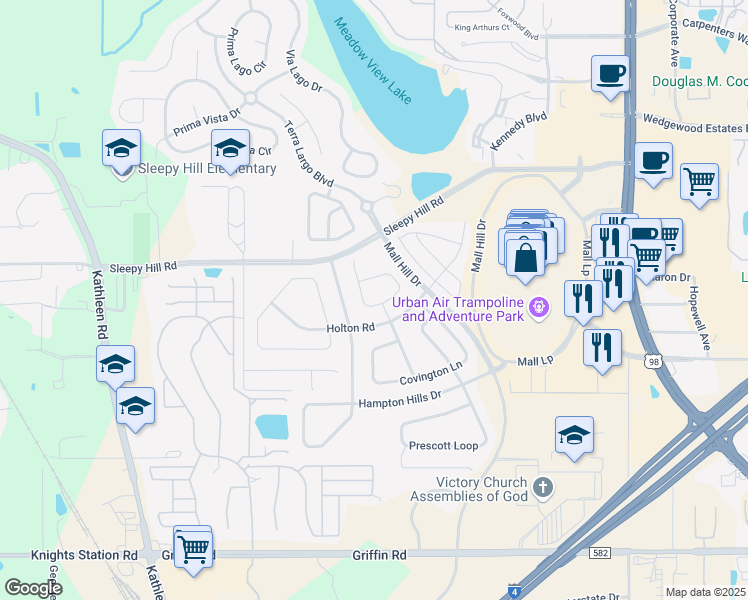map of restaurants, bars, coffee shops, grocery stores, and more near 3909 Ashworth Place in Lakeland