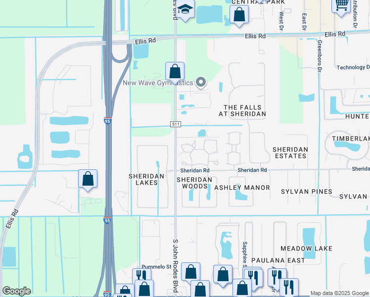 map of restaurants, bars, coffee shops, grocery stores, and more near 9035 Manchester Lane in Melbourne
