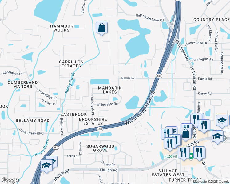 map of restaurants, bars, coffee shops, grocery stores, and more near 5803 Bitter Orange Avenue in Tampa