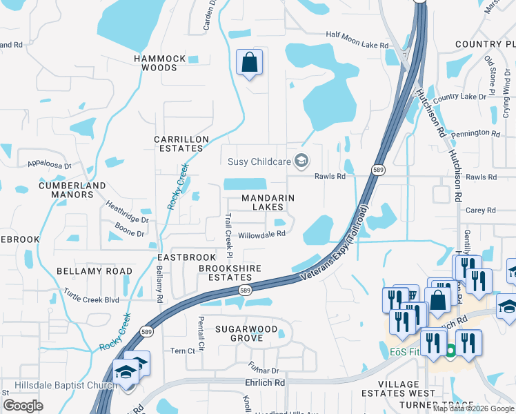 map of restaurants, bars, coffee shops, grocery stores, and more near 5815 Bitter Orange Avenue in Tampa