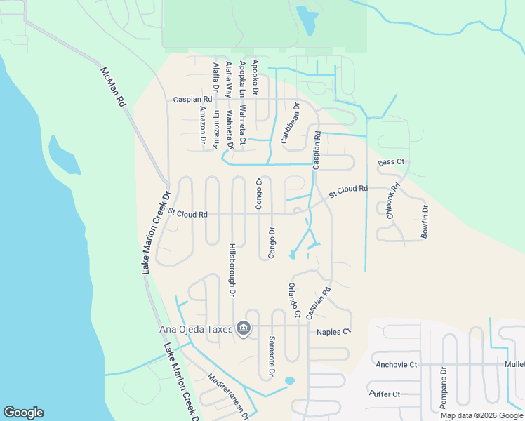 map of restaurants, bars, coffee shops, grocery stores, and more near 1348 Congo Court in Poinciana