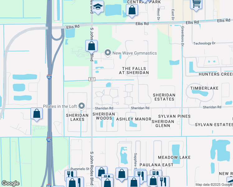 map of restaurants, bars, coffee shops, grocery stores, and more near 9027 York Lane in Melbourne