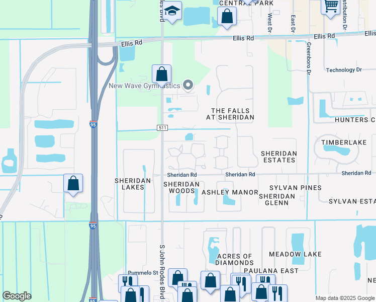 map of restaurants, bars, coffee shops, grocery stores, and more near 625 Greenwood Village Boulevard in Melbourne