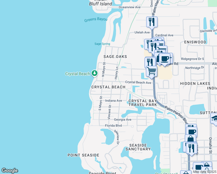 map of restaurants, bars, coffee shops, grocery stores, and more near in Palm Harbor