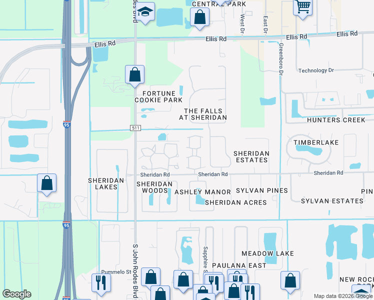 map of restaurants, bars, coffee shops, grocery stores, and more near 797 Greenwood Manor Circle in Melbourne