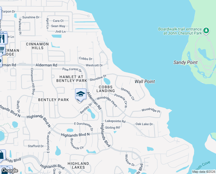 map of restaurants, bars, coffee shops, grocery stores, and more near in Palm Harbor
