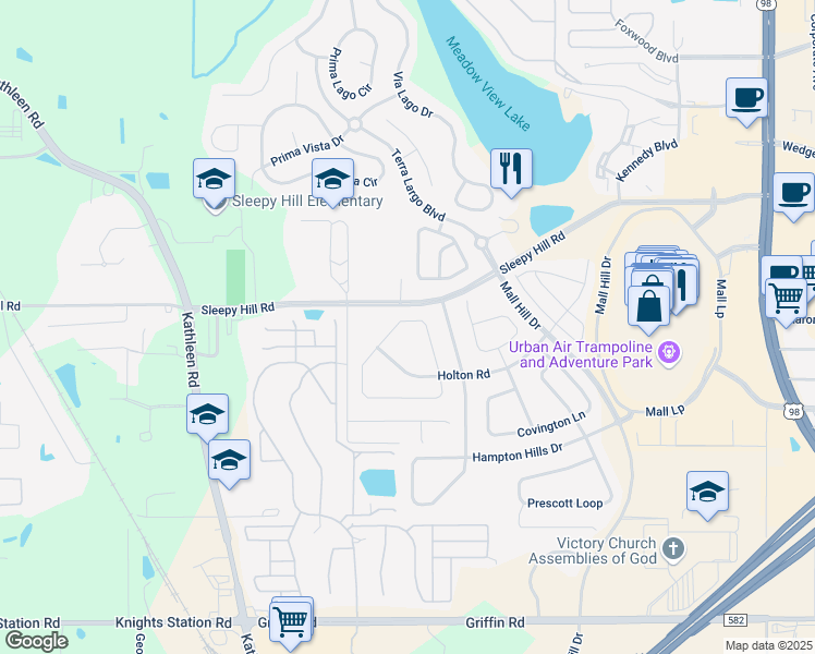 map of restaurants, bars, coffee shops, grocery stores, and more near 3925 Rollingsford Circle in Lakeland