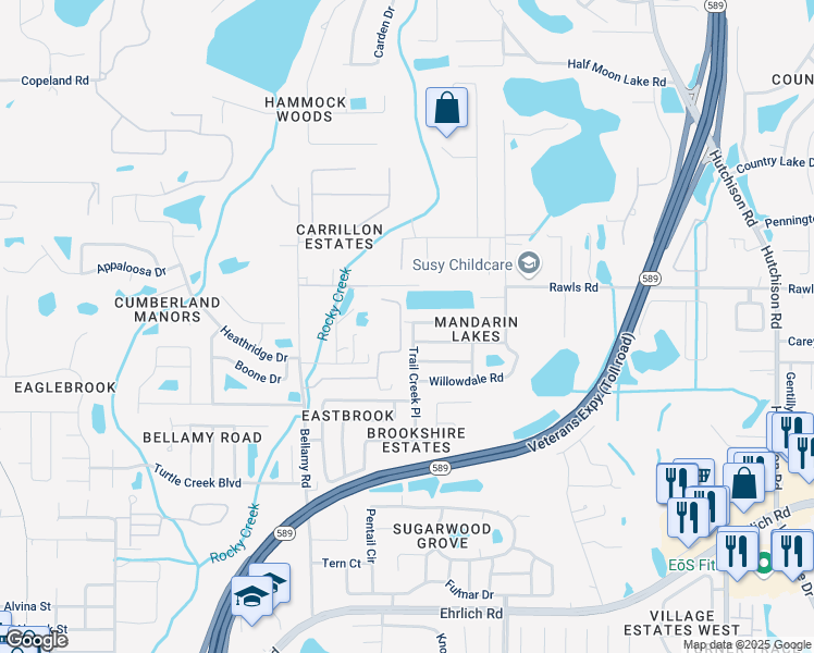 map of restaurants, bars, coffee shops, grocery stores, and more near 5829 Bitter Orange Avenue in Tampa