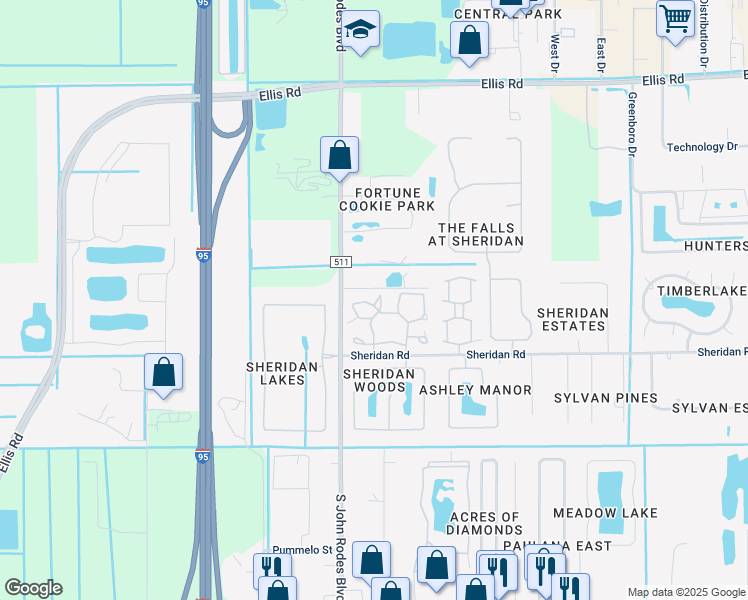 map of restaurants, bars, coffee shops, grocery stores, and more near 625 Greenwood Village Boulevard in Melbourne