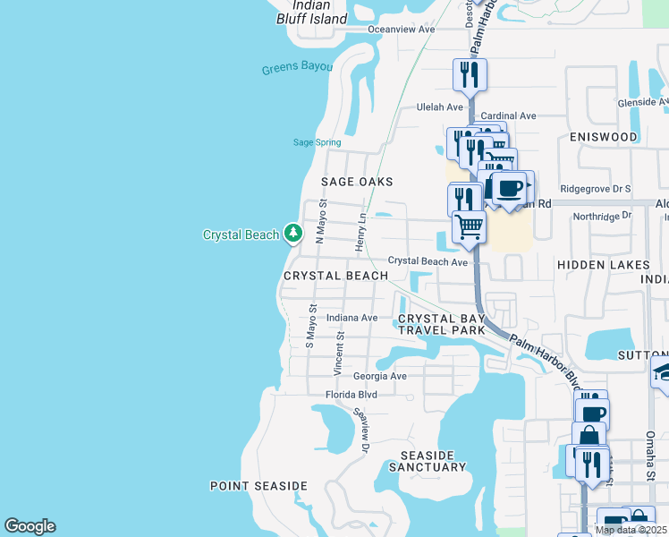 map of restaurants, bars, coffee shops, grocery stores, and more near in Palm Harbor