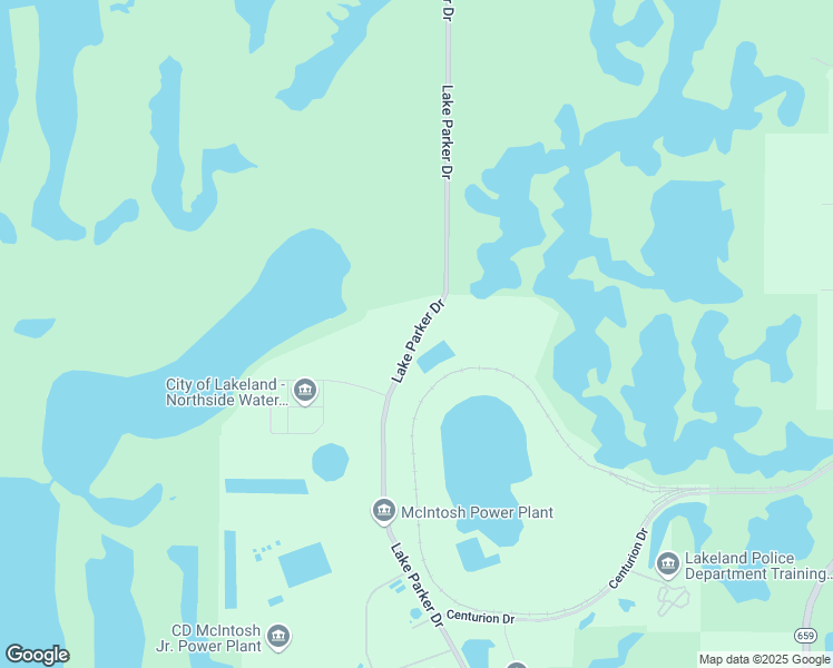 map of restaurants, bars, coffee shops, grocery stores, and more near Lake Parker Drive in Lakeland