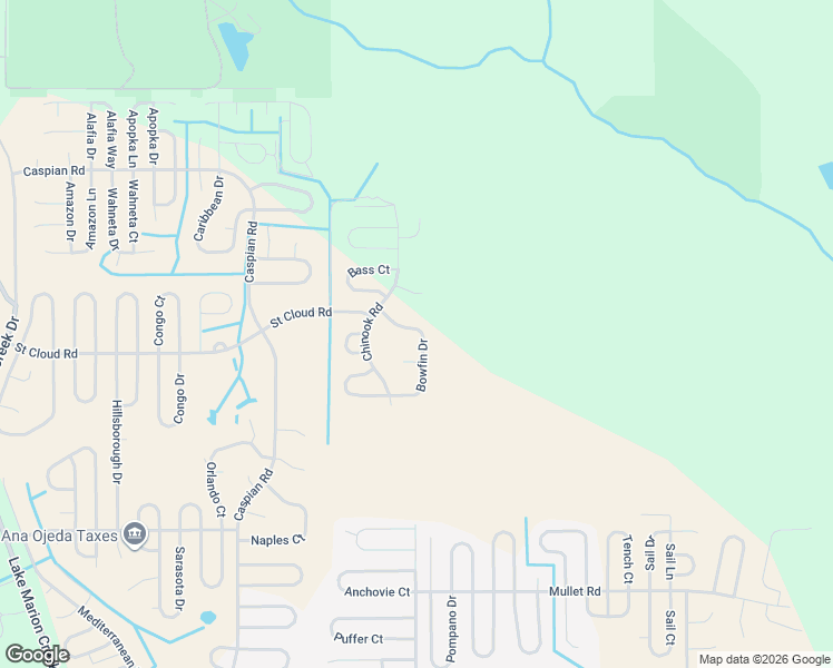 map of restaurants, bars, coffee shops, grocery stores, and more near 357 Bowfin Drive in Poinciana
