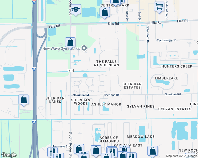 map of restaurants, bars, coffee shops, grocery stores, and more near 797 Greenwood Manor Circle in Melbourne
