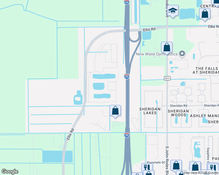 map of restaurants, bars, coffee shops, grocery stores, and more near Interstate 95 in West Melbourne