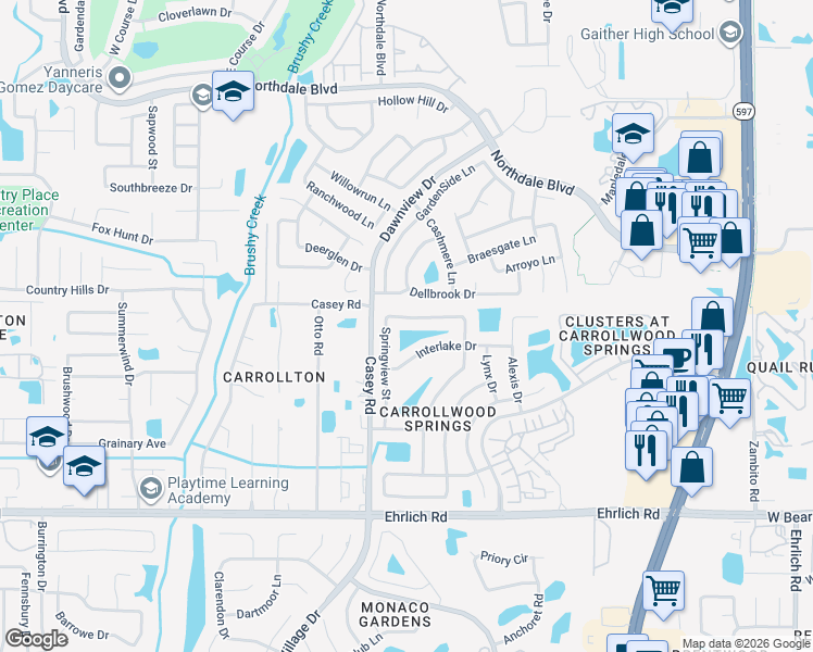 map of restaurants, bars, coffee shops, grocery stores, and more near 4211 Interlake Drive in Tampa