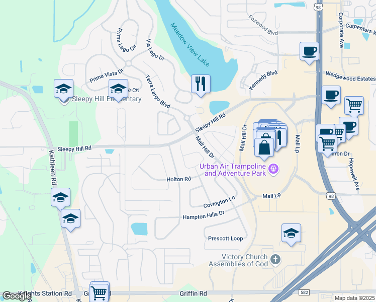 map of restaurants, bars, coffee shops, grocery stores, and more near 1781 Ashworth Loop in Lakeland