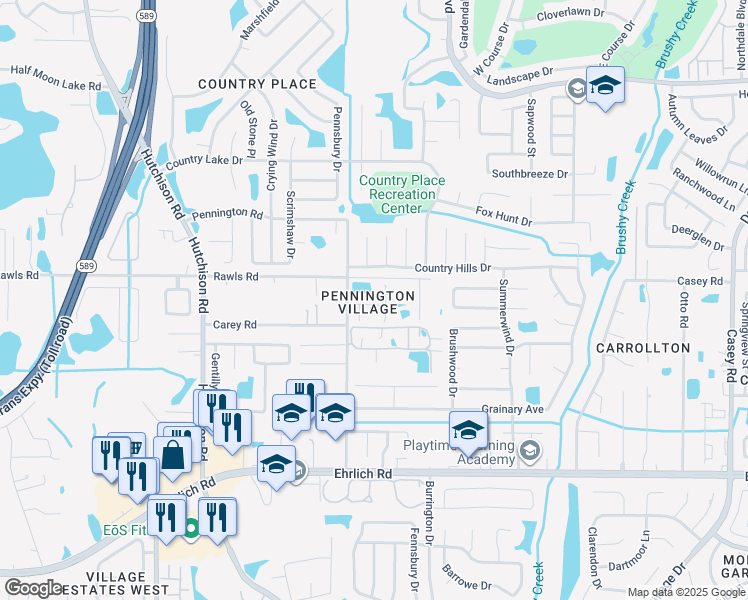 map of restaurants, bars, coffee shops, grocery stores, and more near 15505 Conway Place in Tampa