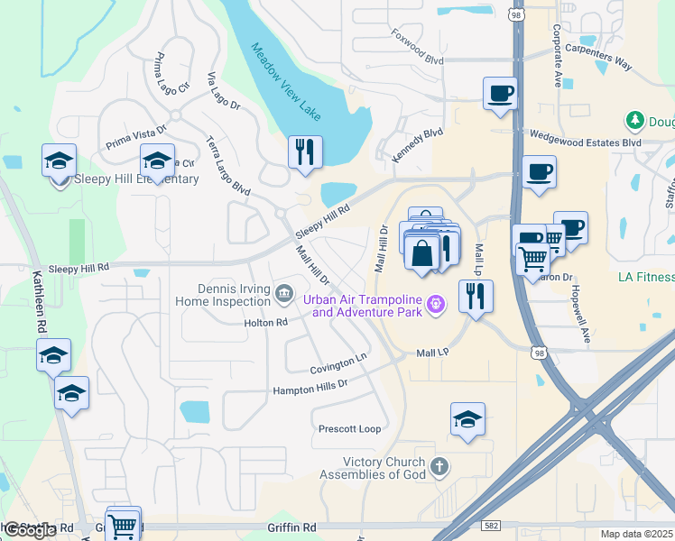 map of restaurants, bars, coffee shops, grocery stores, and more near 3813 Hampstead Lane in Lakeland