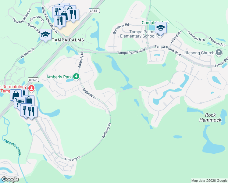 map of restaurants, bars, coffee shops, grocery stores, and more near 5314 Witham Court in Tampa