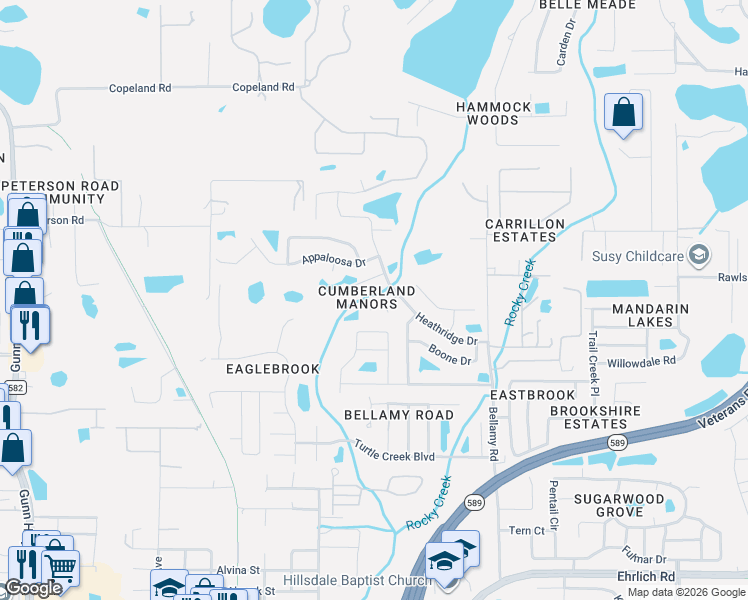 map of restaurants, bars, coffee shops, grocery stores, and more near 6402 Beaver Way in Tampa
