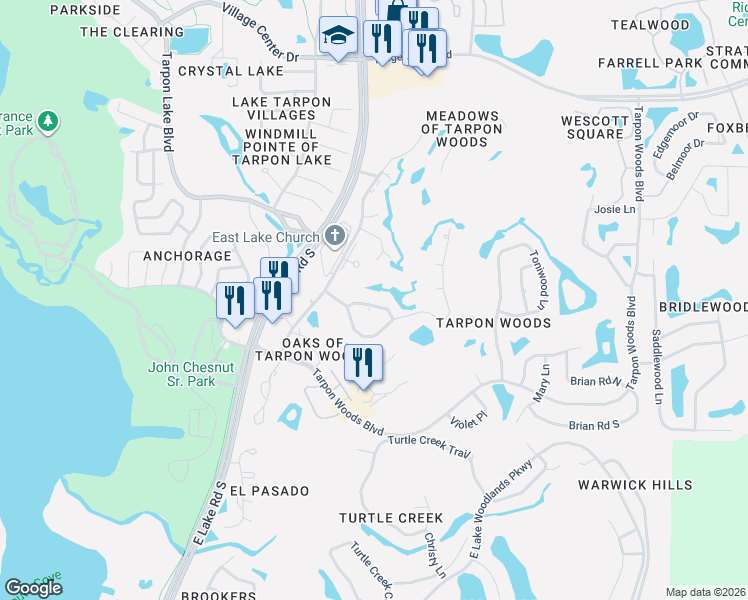map of restaurants, bars, coffee shops, grocery stores, and more near 1010 Palmer Lane in Palm Harbor