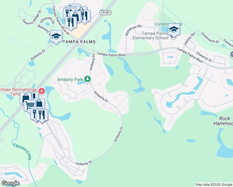 map of restaurants, bars, coffee shops, grocery stores, and more near 5308 Witham Court in Tampa