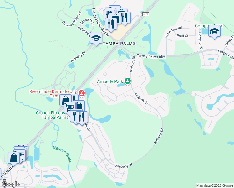 map of restaurants, bars, coffee shops, grocery stores, and more near 5100 Burchette Road in Tampa