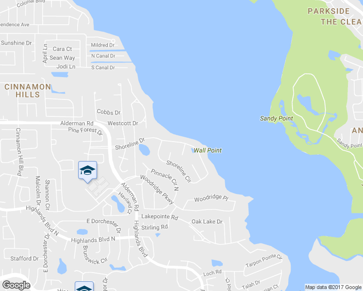 map of restaurants, bars, coffee shops, grocery stores, and more near 2598 Lakeside Court in Palm Harbor