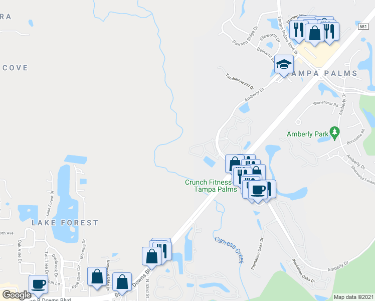 map of restaurants, bars, coffee shops, grocery stores, and more near 4934 Anniston Circle in Tampa