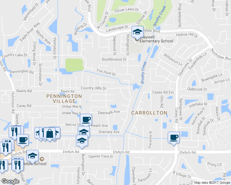 map of restaurants, bars, coffee shops, grocery stores, and more near 15610 Timberline Drive in Tampa