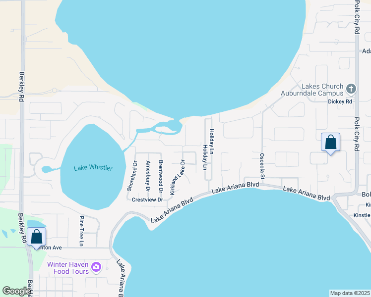 map of restaurants, bars, coffee shops, grocery stores, and more near 902 Hardy Way in Auburndale