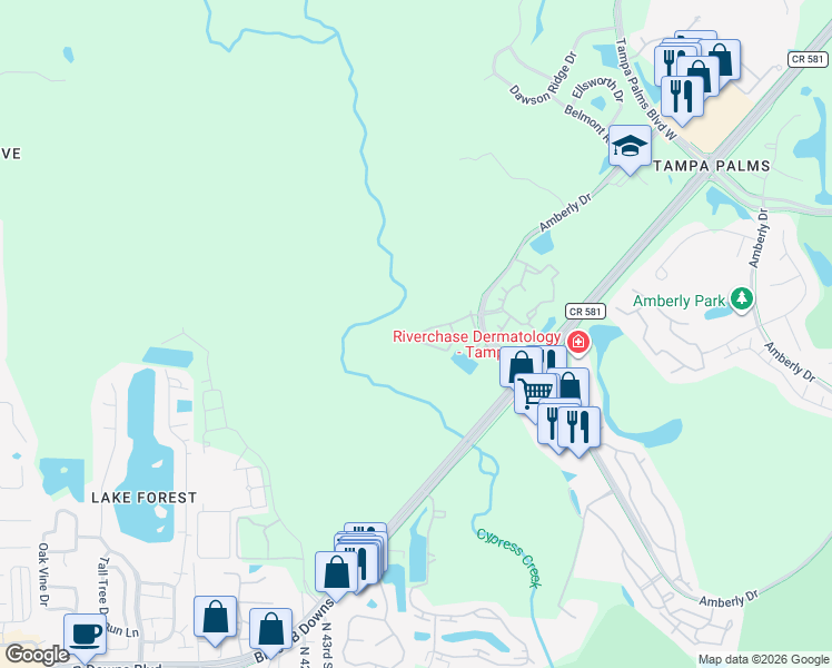 map of restaurants, bars, coffee shops, grocery stores, and more near 4938 Anniston Circle in Tampa