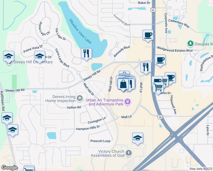 map of restaurants, bars, coffee shops, grocery stores, and more near 4053 Dover Terrace Drive in Lakeland