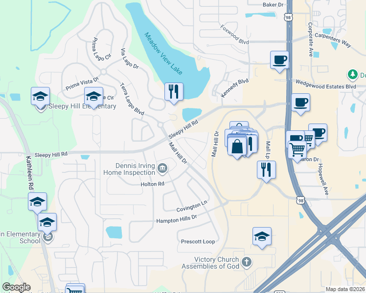 map of restaurants, bars, coffee shops, grocery stores, and more near 3846 Exeter Lane in Lakeland