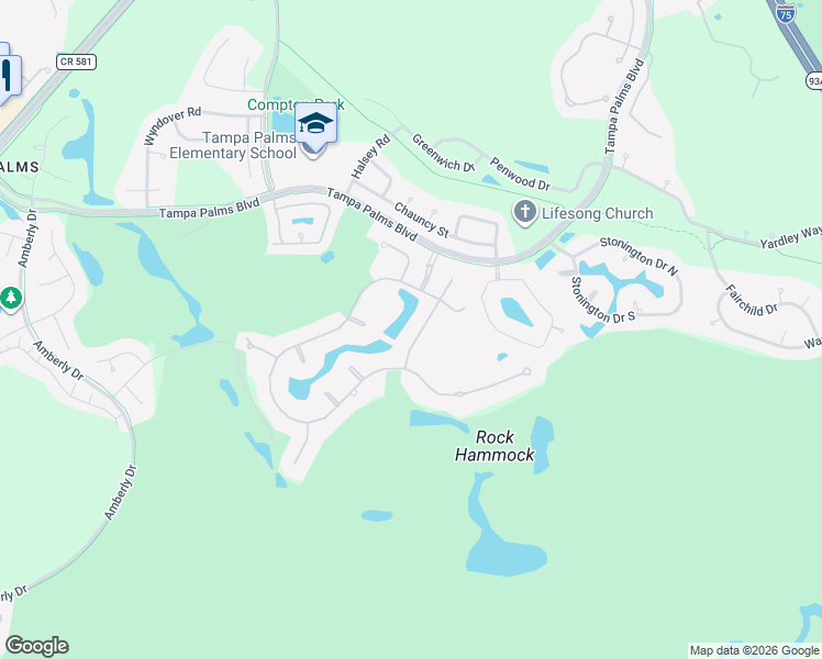 map of restaurants, bars, coffee shops, grocery stores, and more near 15608 Cochester Road in Tampa