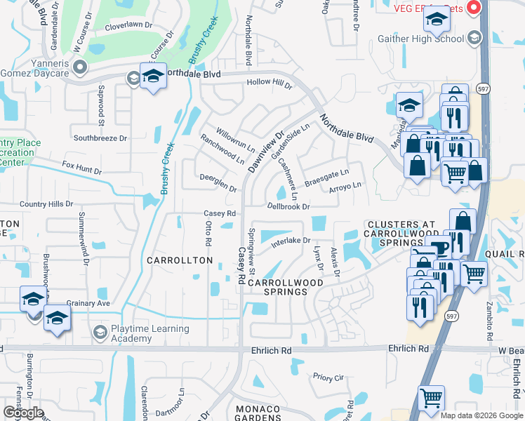 map of restaurants, bars, coffee shops, grocery stores, and more near 4210 Kezar Lane in Tampa