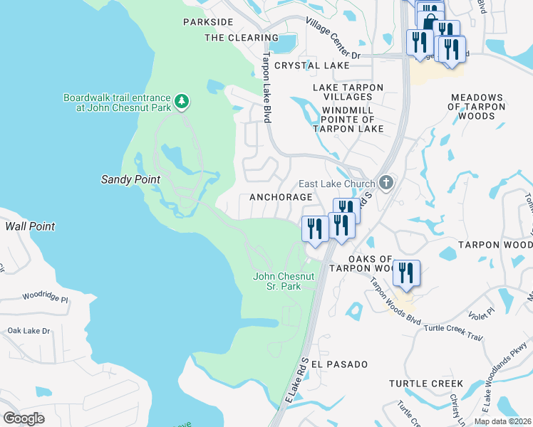 map of restaurants, bars, coffee shops, grocery stores, and more near 755 Pilots Way in Palm Harbor