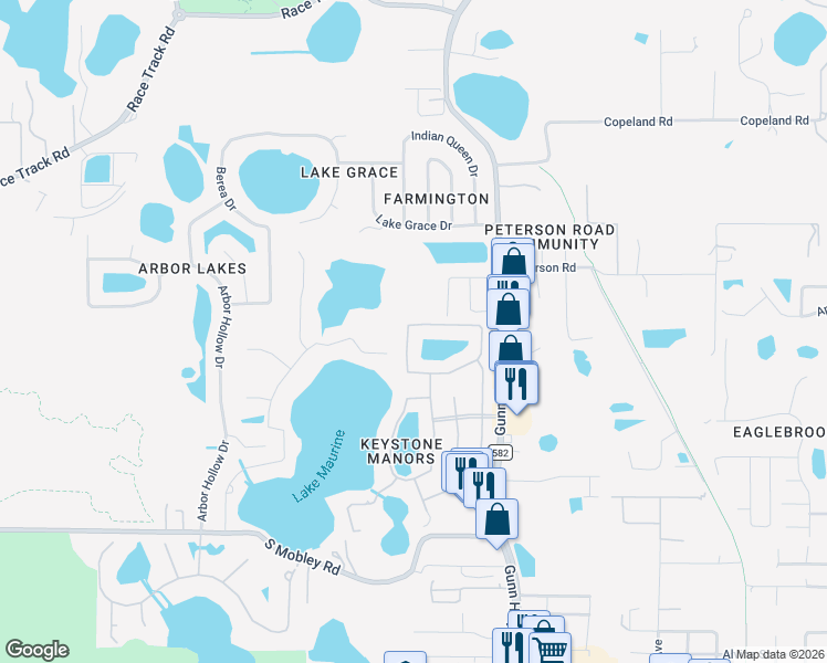 map of restaurants, bars, coffee shops, grocery stores, and more near 8440 Ridgebrook Circle in Odessa
