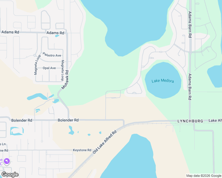 map of restaurants, bars, coffee shops, grocery stores, and more near 345 Adams View Lane in Auburndale