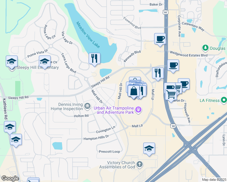 map of restaurants, bars, coffee shops, grocery stores, and more near 4053 Dover Terrace Drive in Lakeland